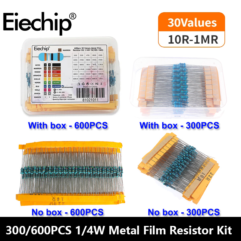 Resistor Kit 1 4W - 300/600pcs 1% 저항 세트 저항 1/4W