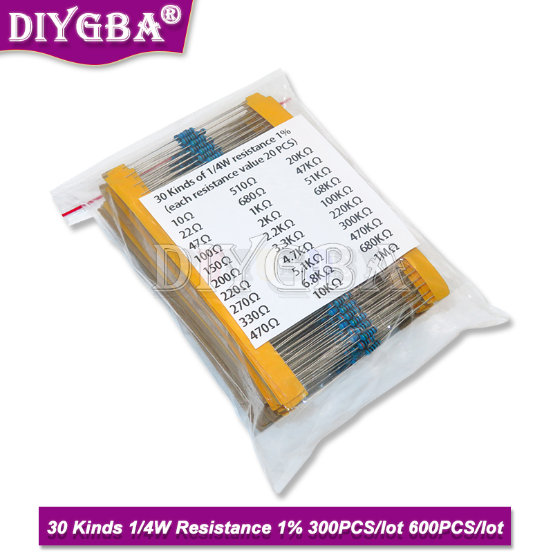 Resistor Kit 1 4W - 600개/대 30가지 1/4W 저항 1% 금속