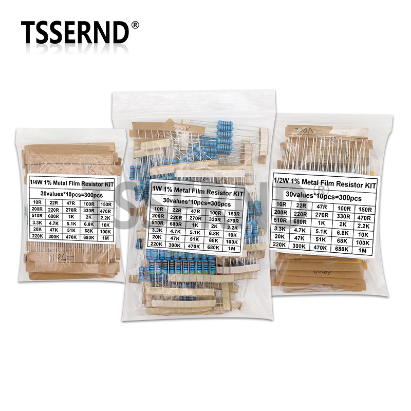 Resistor Kit 1 4W - 300PCS 1/4W 1/2W 1W 1% 금속