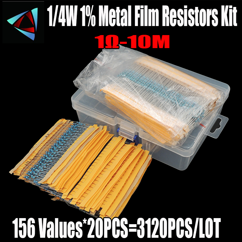 Resistor Kit 1 4W - 3120개/몫 156 값 1/4W 0.25W 1%