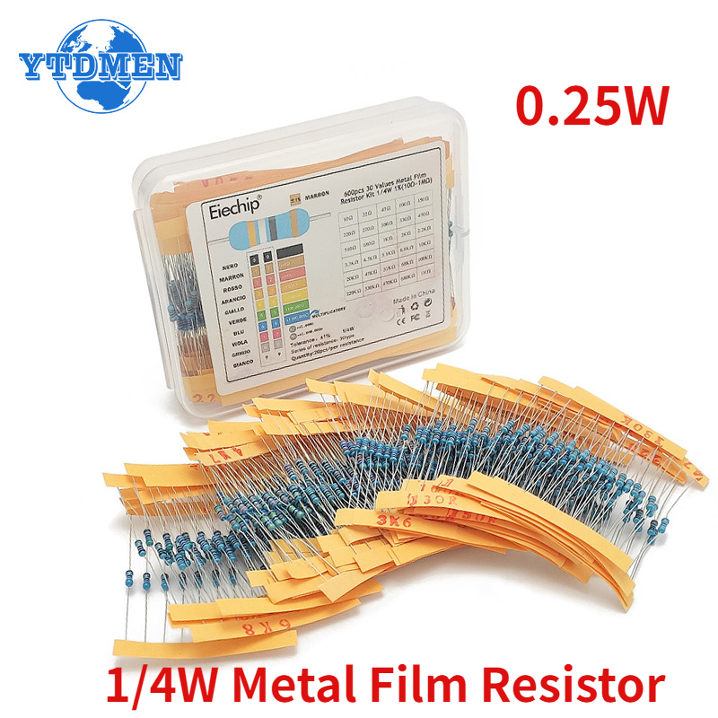 Resistor Kit 1 4W - 300-600PCS 1/4W 금속 필름 저항기 키트