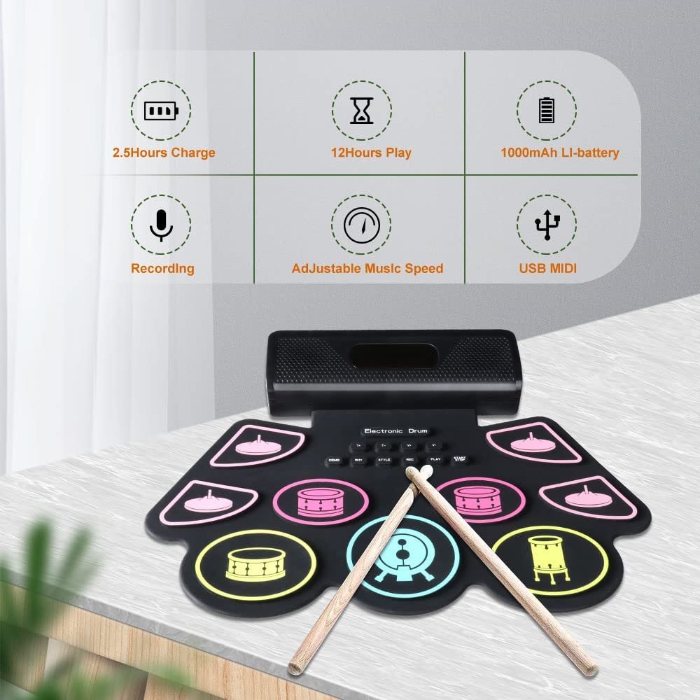 디지털 드럼 세트 실리콘 휴대용 롤 전자 드럼 키트 9 - Diy Electronics Projects For Adults 리뷰 및 가격