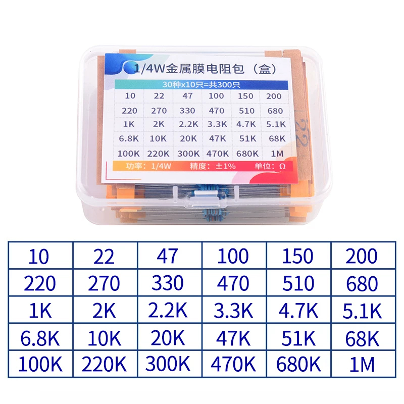 1/4W 금속 필름 저항기 모듬 키트, 1/2W 1W  - Resistor Kit 1 4W 리뷰 및 가격