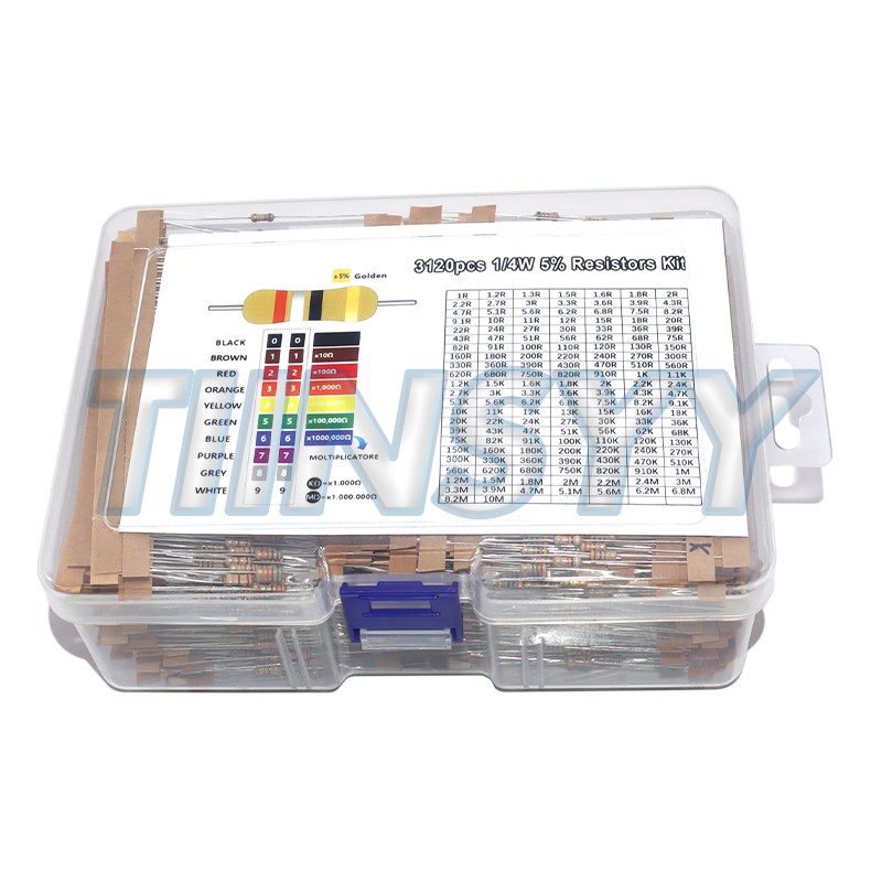 3120개 156가지 값 1 -10M 옴 1/4W 5% - Resistor Kit 1 4W 리뷰 및 가격