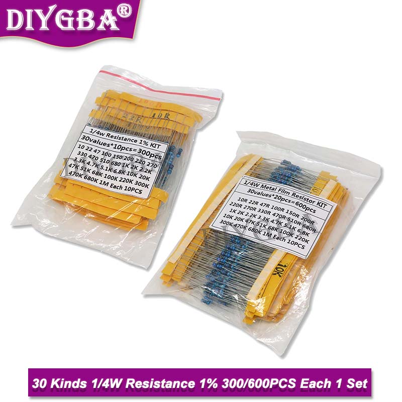 600개/대 30가지 1/4W 저항 1% 금속 필름 저 - Resistor Kit 1 4W 리뷰 및 가격