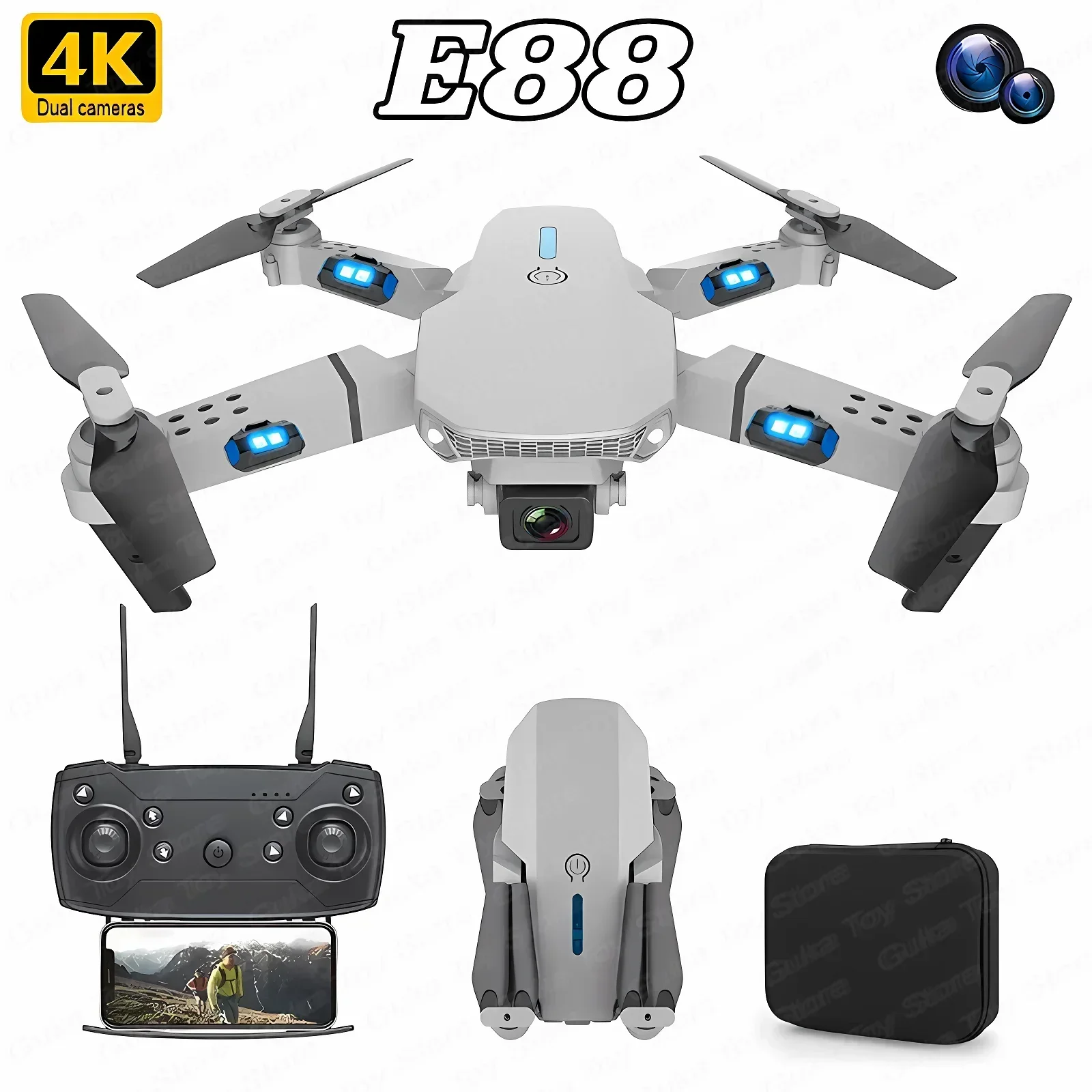 E88 프로 와이파이 FPV 드론, 광각 HD 4K 1 - Diy Drone Electronics 리뷰 및 가격