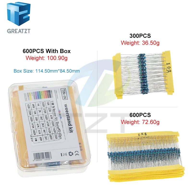GREATZT 저항 1% 금속 필름 저항기 팩 모듬 키 - Resistor Kit 1 4W 리뷰 및 가격